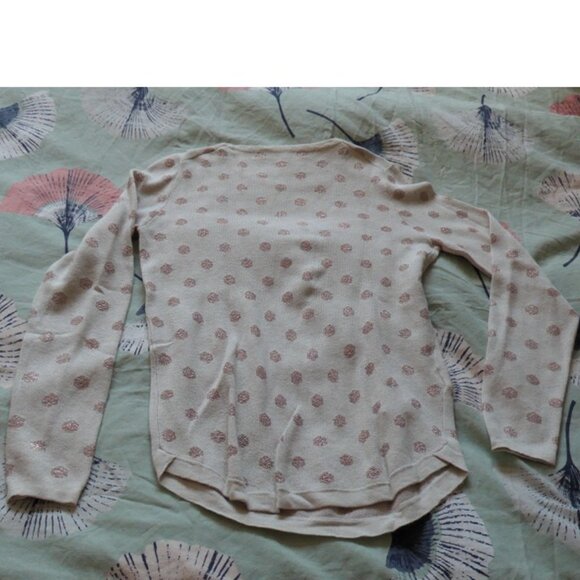 Cream cotton sweater, with gold metallic polka dot pattern, Mango MNG, size S - Picture 2 of 5
